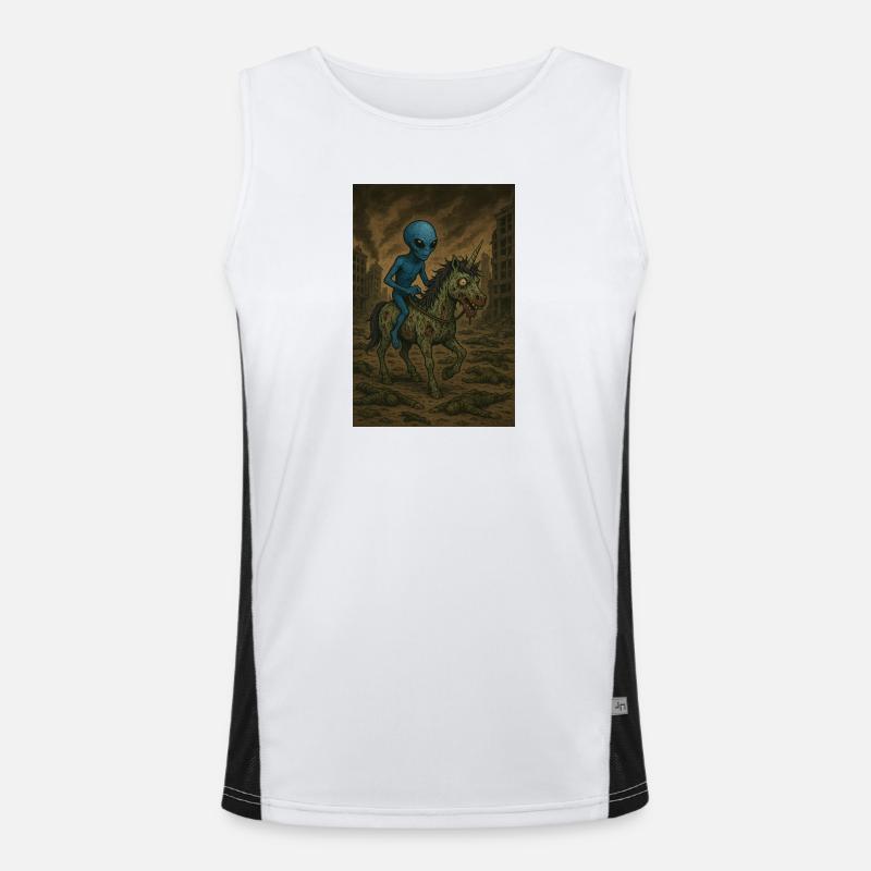 Alien on Zombie Unicorn Men's Functional Contrast Tank Top 