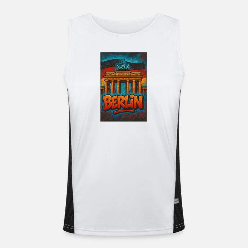 Grafiti Berlin T-Shirt mit Brandenburger Tor Funktionelles Kontrast-Tank Top für Männer 
