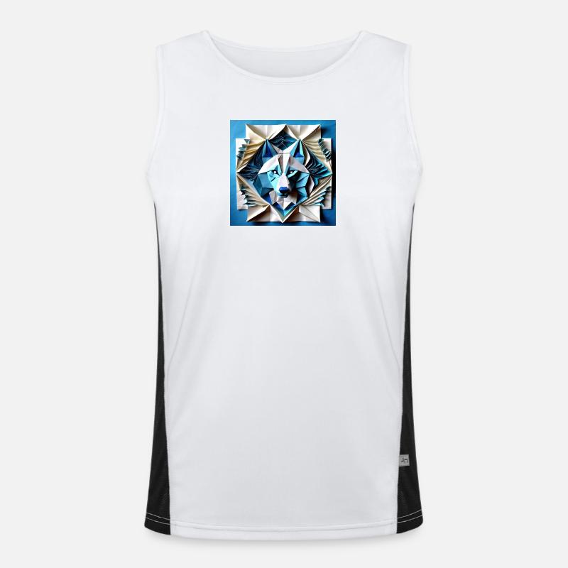 3D Papier Handcrafted Wolf Funktionelles Kontrast-Tank Top für Männer 