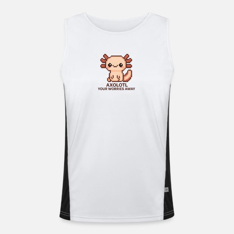 Pixelart Axolotl mit Witztext Funktionelles Kontrast-Tank Top für Männer 