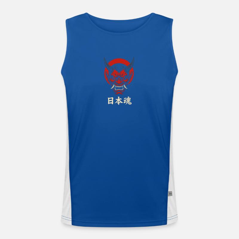 Oni Maske Japan Style – Aggressives Samurai Design Funktionelles Kontrast-Tank Top für Männer 