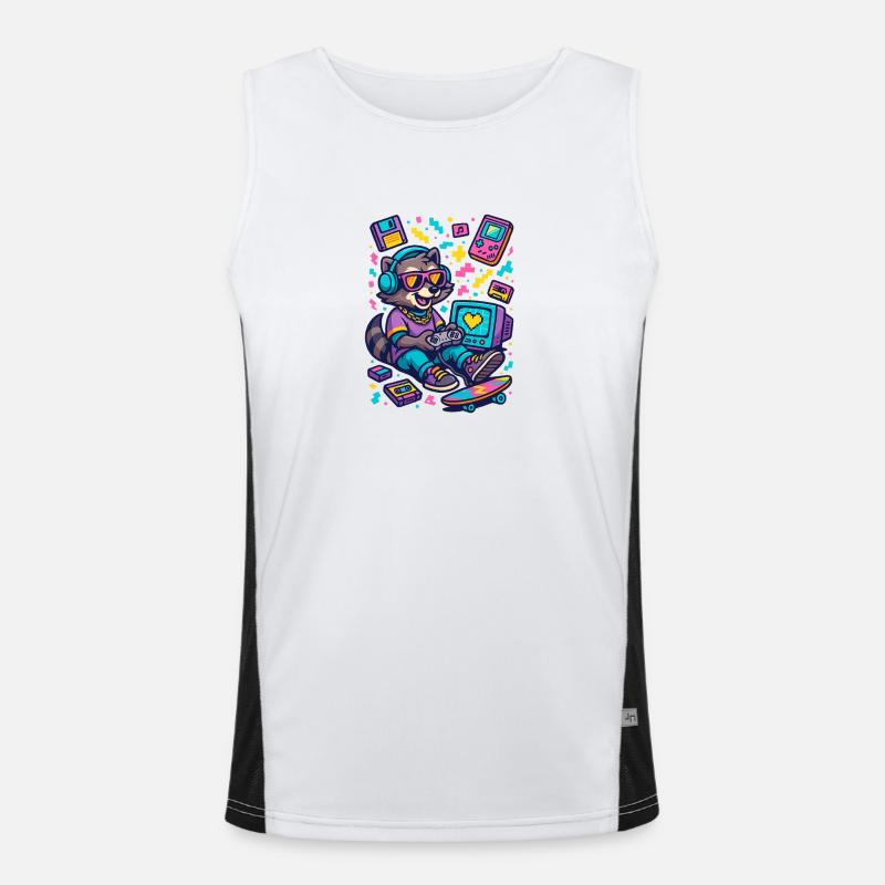Waschbär Gamer Funktionelles Kontrast-Tank Top für Männer 