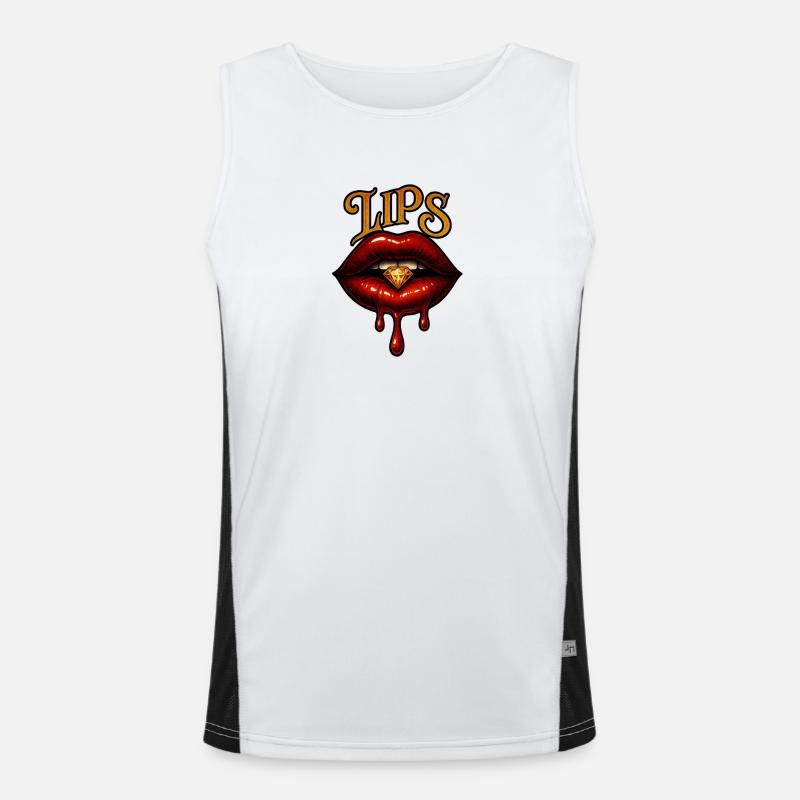 Tempting lips with diamond - Men's Functional Contrast Tank Top  - white/black