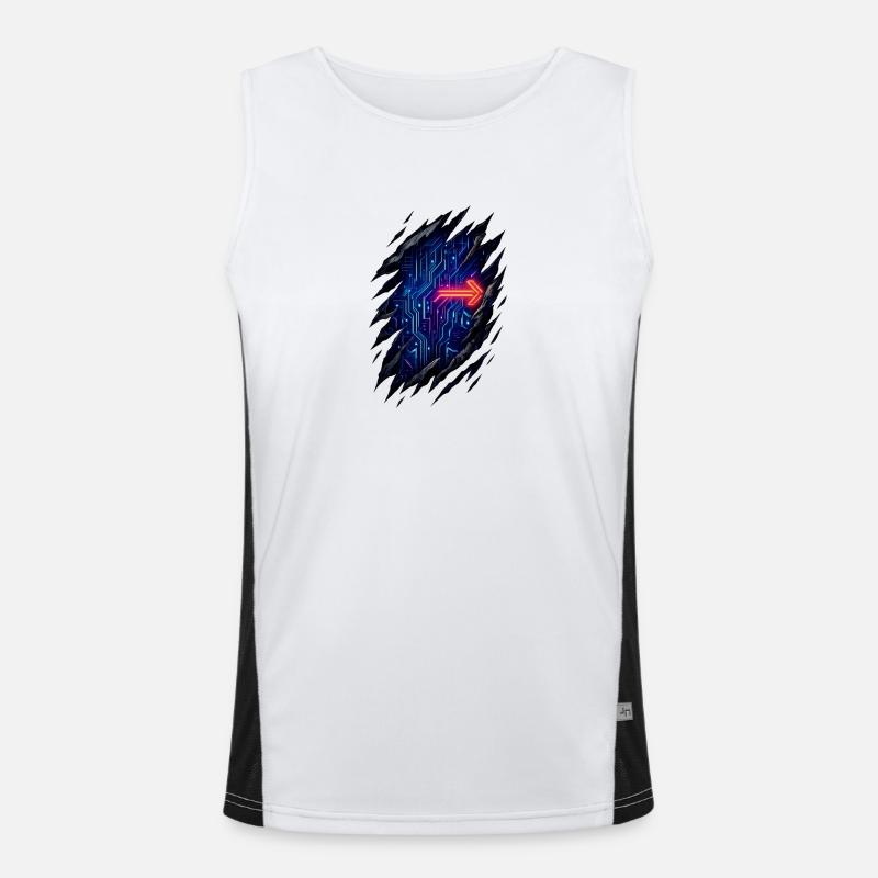 Futuristischer Rundweg mit Neonpfeil Funktionelles Kontrast-Tank Top für Männer 