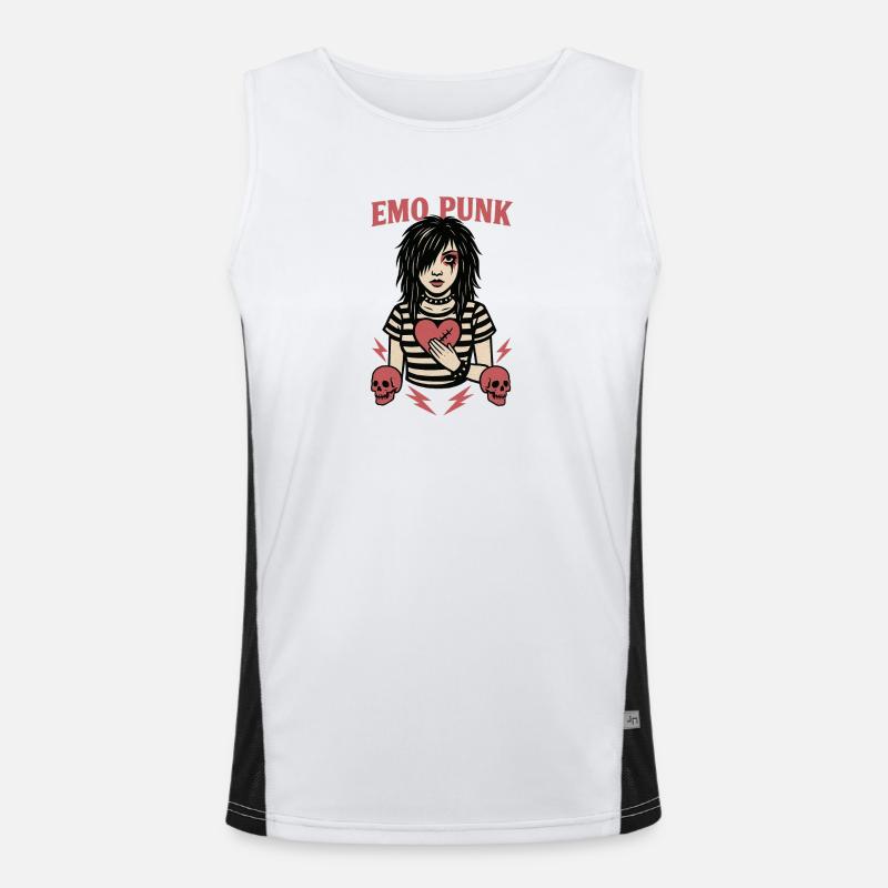 Emo Punk Heartbreak Illustration Men's Functional Contrast Tank Top 