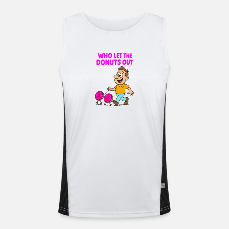 Humorous Donut Expression Design - Men's Functional Contrast Tank Top  - white/black