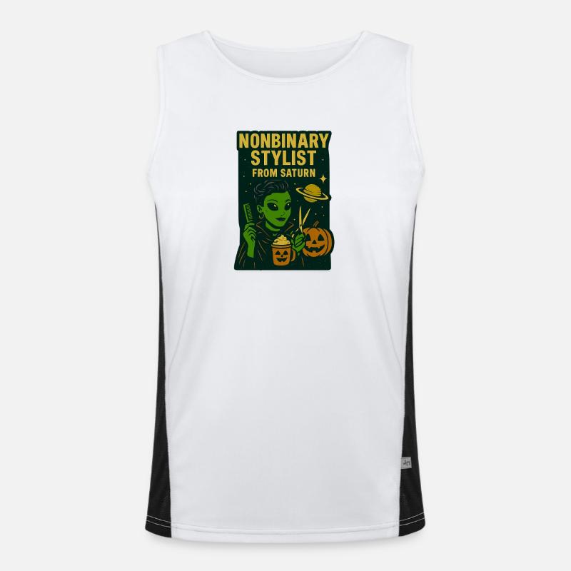 Nonbinary Stylist from Saturn Halloween - Men's Functional Contrast Tank Top  - white/black