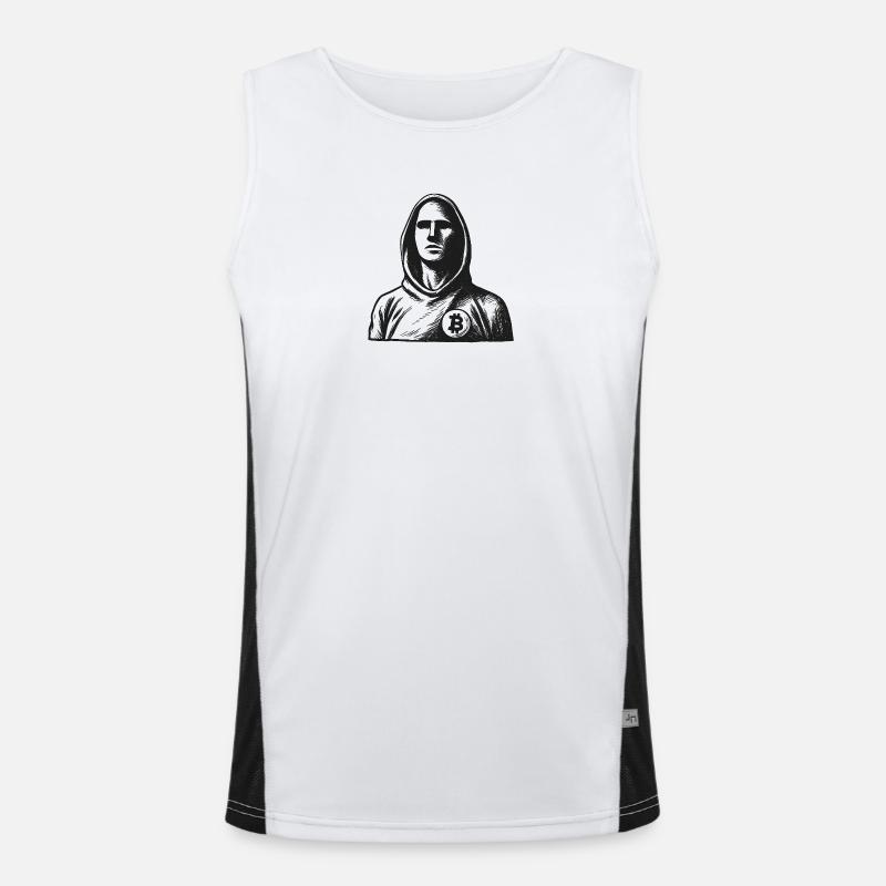 Anonymous hacker with Bitcoin logo Men's Functional Contrast Tank Top 