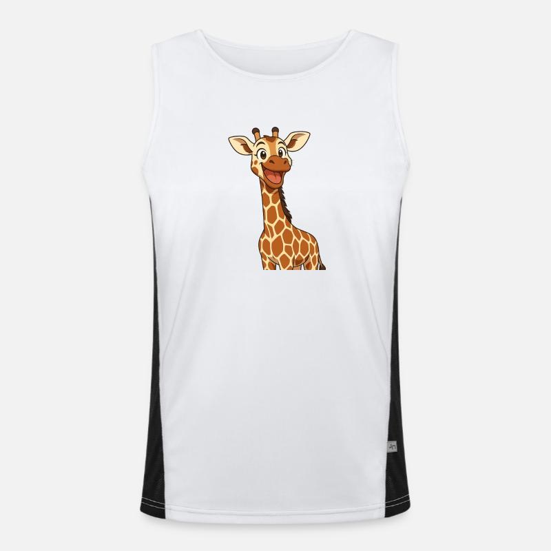 Happy giraffe with smiling expression Men's Functional Contrast Tank Top 