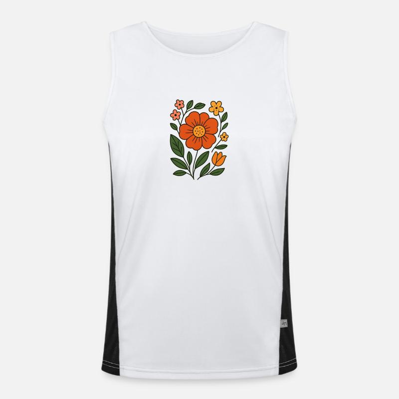 Rustikale botanische Blume Illustration Funktionelles Kontrast-Tank Top für Männer 