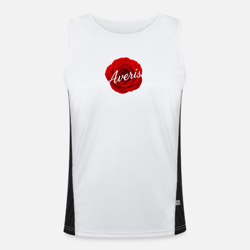 Red Rose with Avenir Text Design Men's Functional Contrast Tank Top 