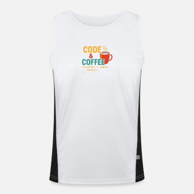 Code and coffee - Men's Functional Contrast Tank Top  - white/black
