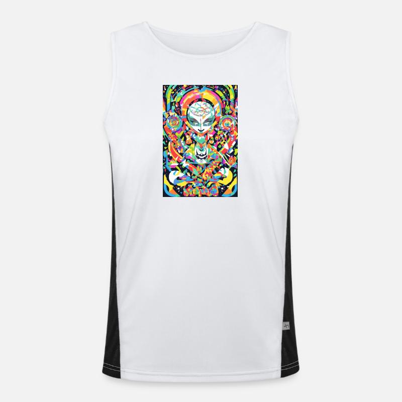 Psychedelisches Chakra & Katzenkunst Funktionelles Kontrast-Tank Top für Männer 