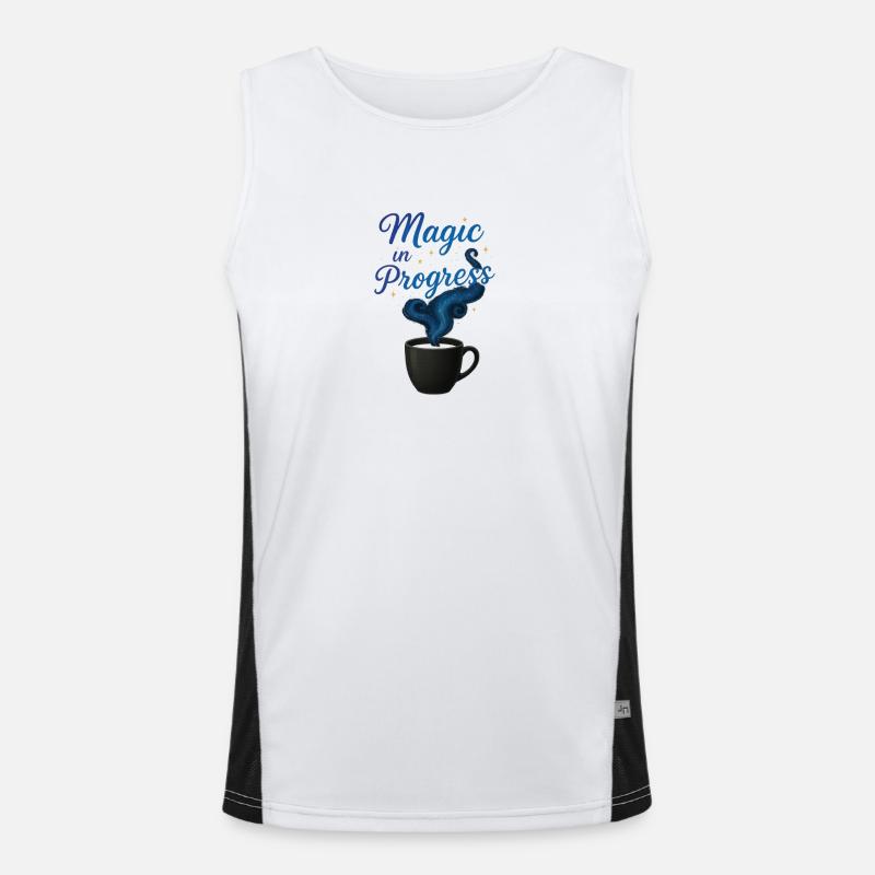 Magic Coffee – Coffee Mug Design for Magicians Men's Functional Contrast Tank Top 