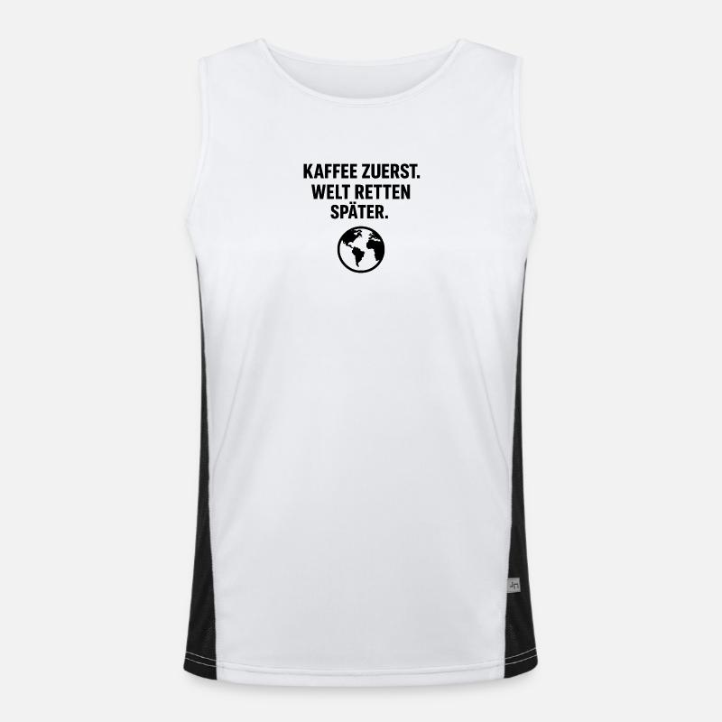 Kaffee zuerst Funktionelles Kontrast-Tank Top für Männer 