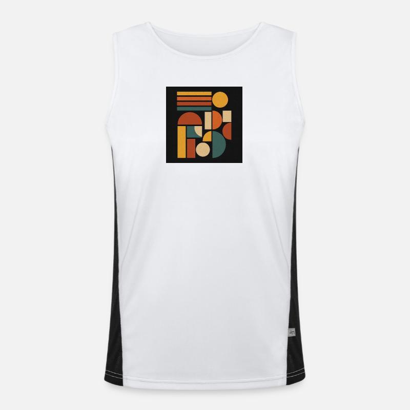 Geometric Colour Forms Retro - Men's Functional Contrast Tank Top  - white/black