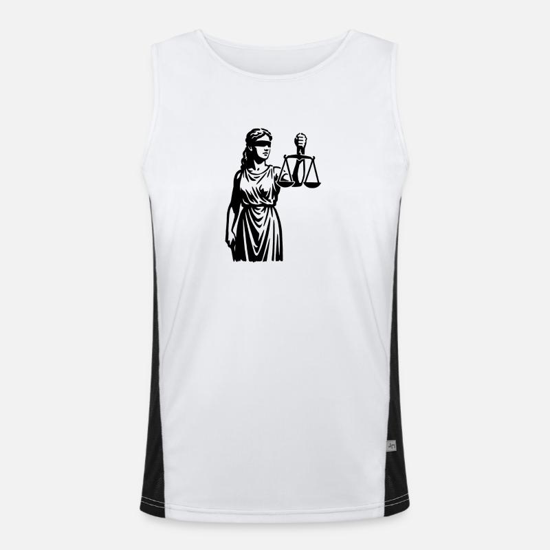 Justitia Dessin au trait avec des échelles Débardeur respirant contrasté Homme 