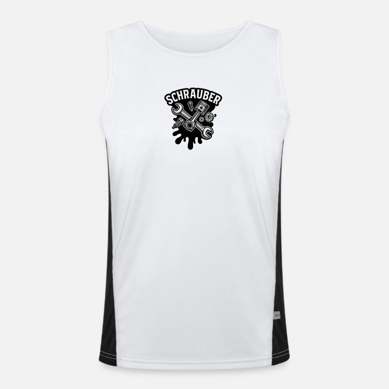 Schrauber Kraftwerk Logo Funktionelles Kontrast-Tank Top für Männer 