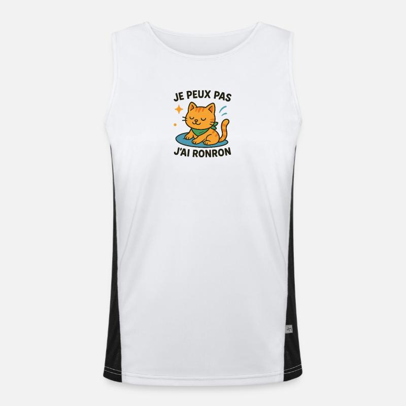 Zen-Katze in einer Schnurrpause Funktionelles Kontrast-Tank Top für Männer 