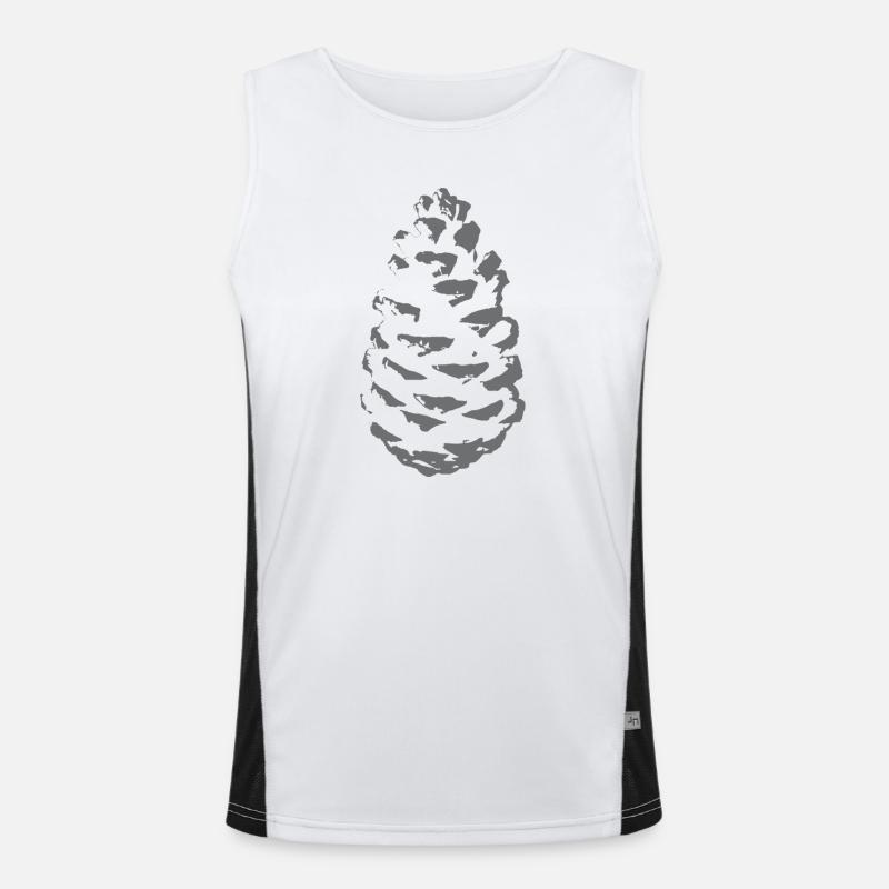 Silhouette de cône d’épicéa dans les tons gris Débardeur respirant contrasté Homme 