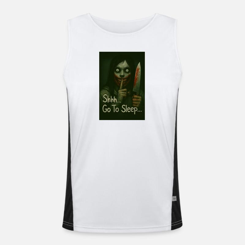 Jeff der Killer Pssst... Gehe zu Schlafmesser Art Dark Funktionelles Kontrast-Tank Top für Männer 