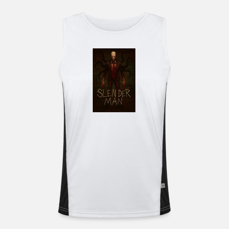 Slender Man Forest Horror Glitch Poster Tee Design Men's Functional Contrast Tank Top 