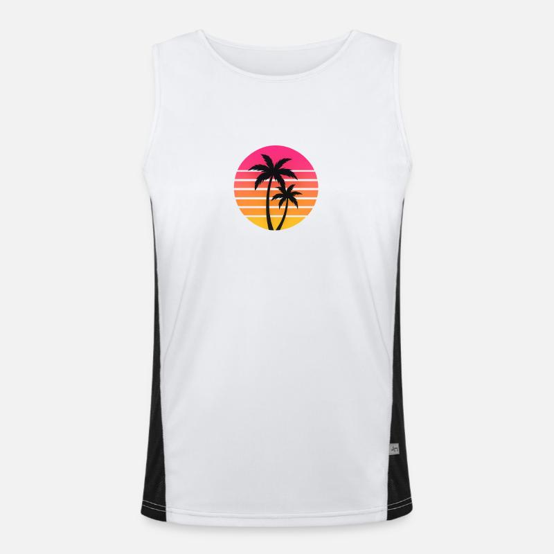 Sunset Palm Trees Silhouette Retro Men's Functional Contrast Tank Top 