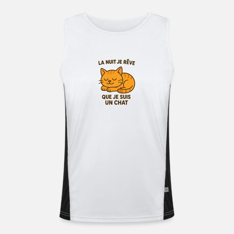 Nachts träume ich davon, eine Katze zu sein Funktionelles Kontrast-Tank Top für Männer 
