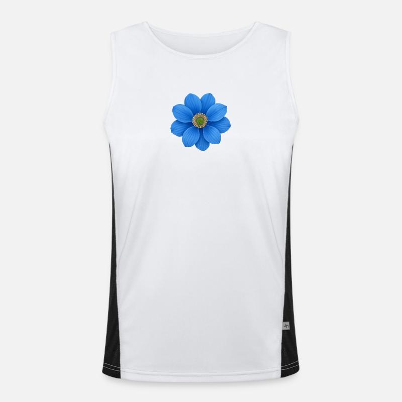 Cobalt Blue Flower Star Pattern Men's Functional Contrast Tank Top 