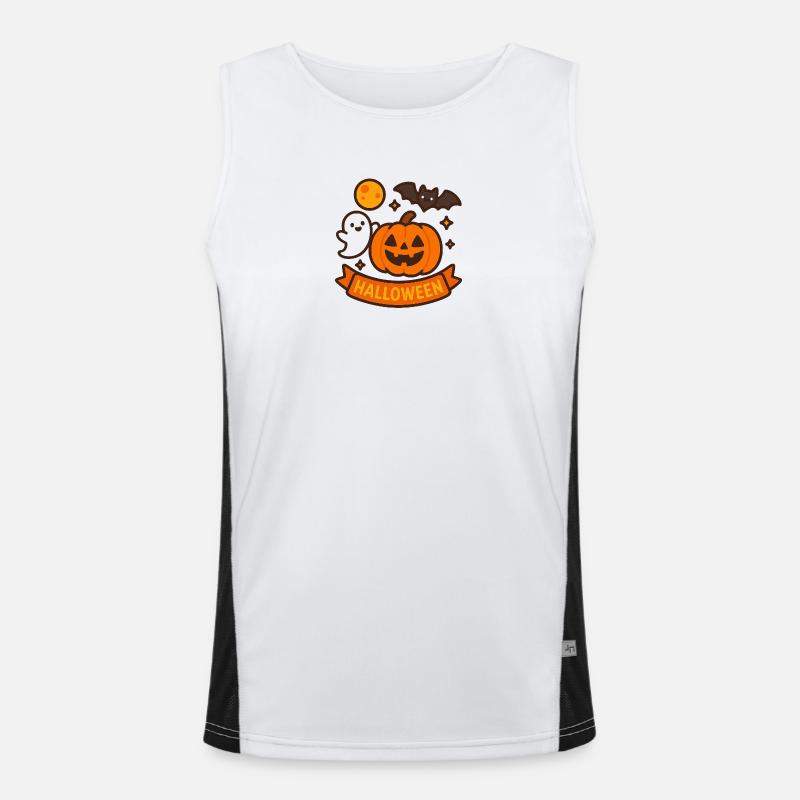 Kürbisgesicht Halloween Banner Funktionelles Kontrast-Tank Top für Männer 