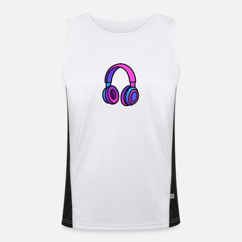 Neon Gradient Kopfhörer Illustration Funktionelles Kontrast-Tank Top für Männer 