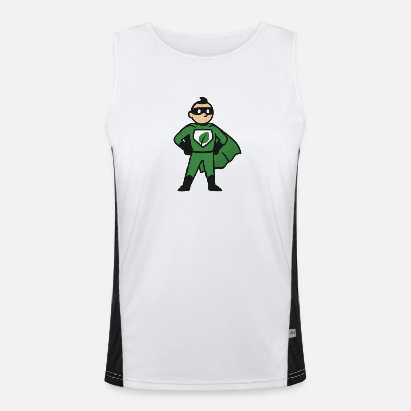 Öko Superheld im Grünumhang Funktionelles Kontrast-Tank Top für Männer 