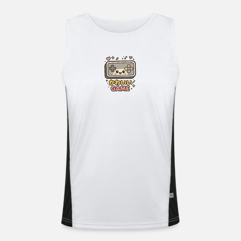 Kawaii Spielcontroller Illustration Funktionelles Kontrast-Tank Top für Männer 
