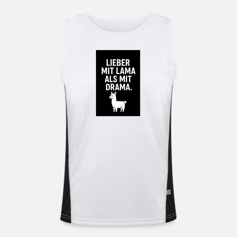 Lieber mit Lama als mit Drama Funktionelles Kontrast-Tank Top für Männer 