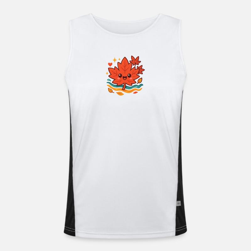 Cuddly Autumn Leaf Smile Men's Functional Contrast Tank Top 