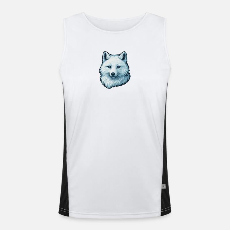 Blaues Wolfsgesicht Illustration Funktionelles Kontrast-Tank Top für Männer 