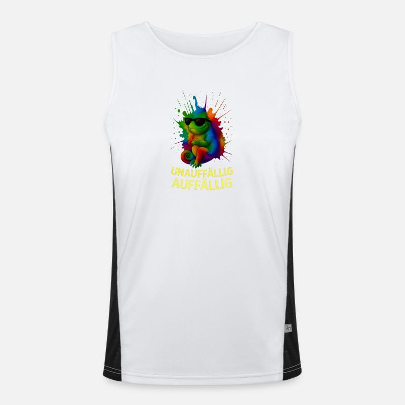 Rainbow chameleon with style - Men's Functional Contrast Tank Top  - white/black