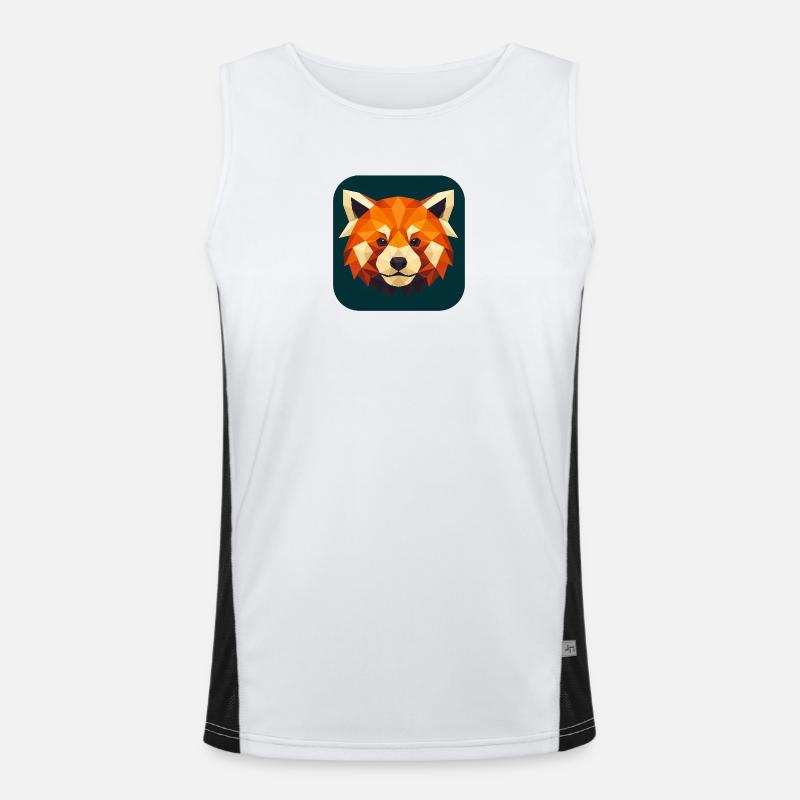 Red Panda Head Low Poly - Men's Functional Contrast Tank Top  - white/black