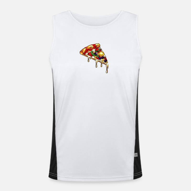 Bunte Pizza bunter mix: Alles Drauf im Comic-Stil Funktionelles Kontrast-Tank Top für Männer 