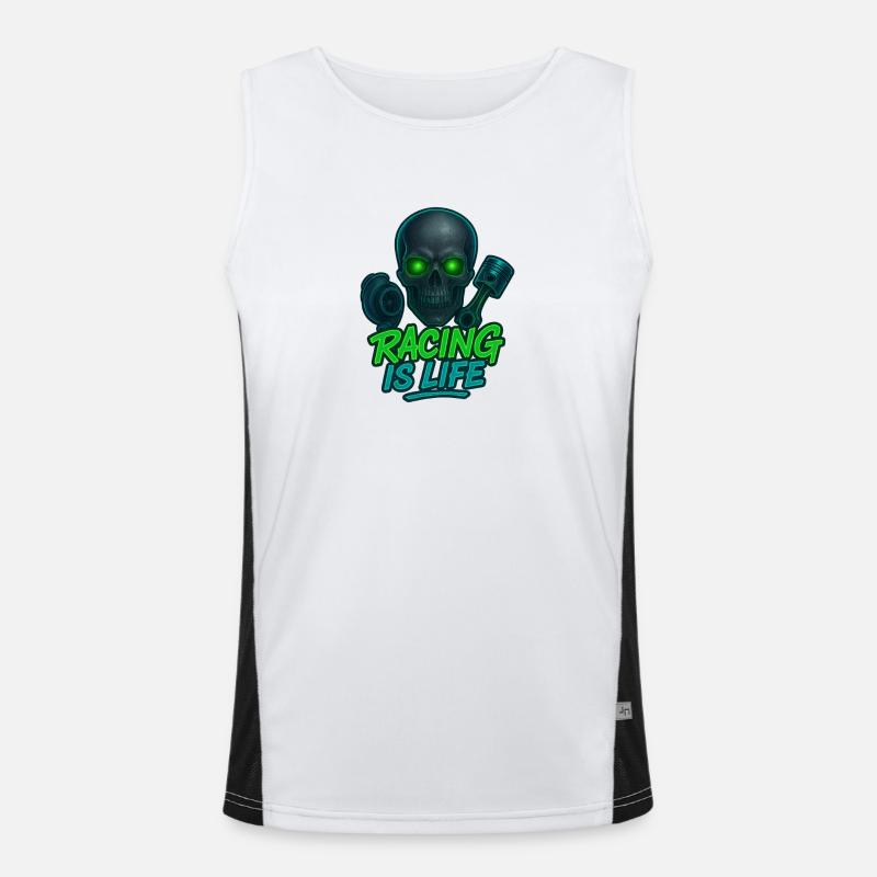 Racing Is Life Skull Neon Men's Functional Contrast Tank Top 