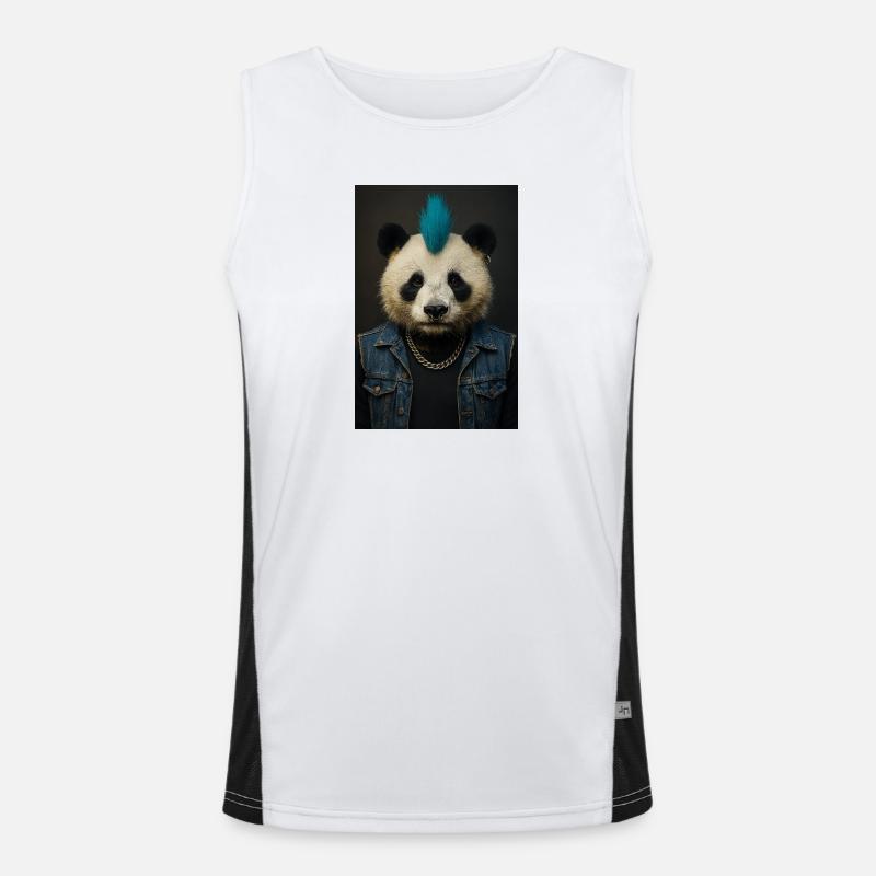 Panda Punk avec Mohawk bleu Débardeur respirant contrasté Homme 