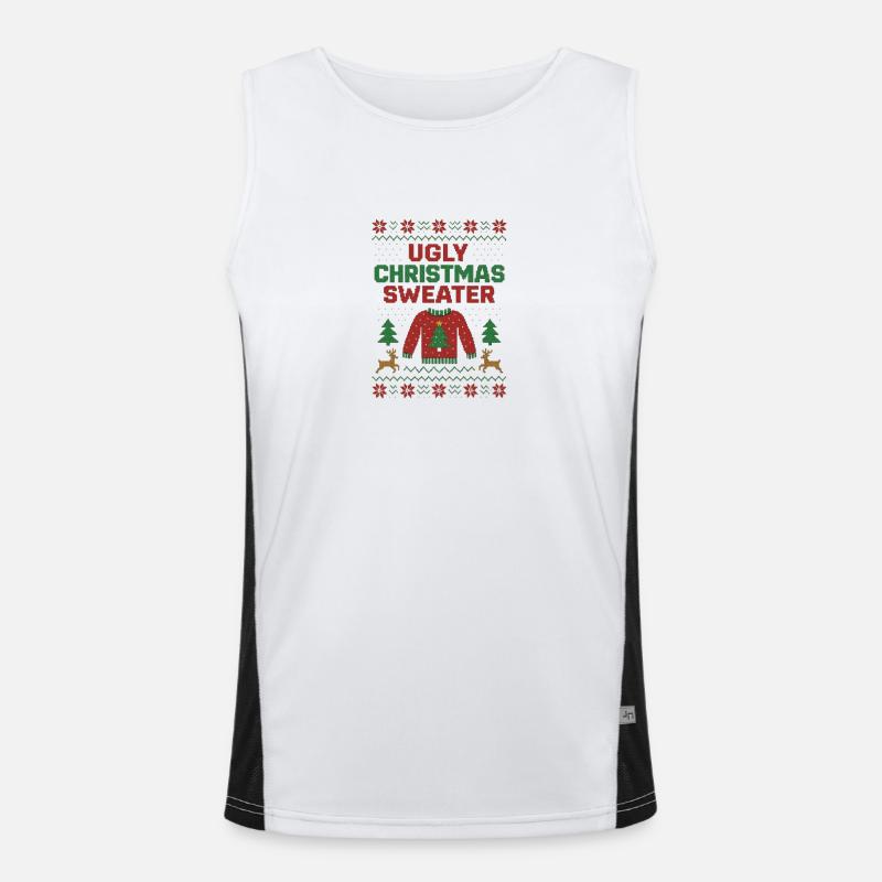 Ugly Christmas Sweater Weihnachtspullover Hässlich - Men's Functional Contrast Tank Top  - white/black