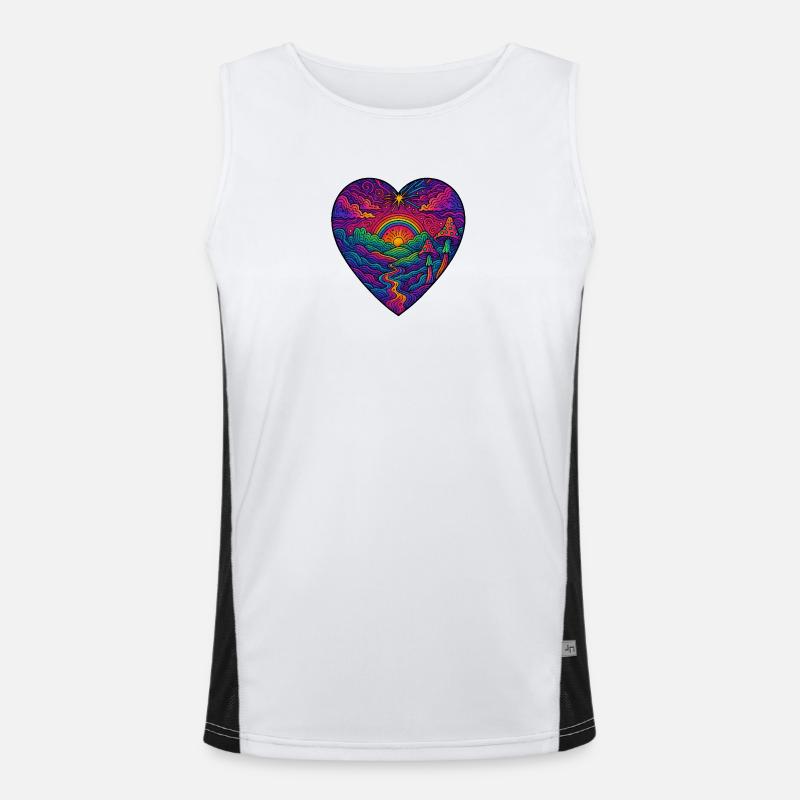 Regenbogenherz Landschaft Funktionelles Kontrast-Tank Top für Männer 