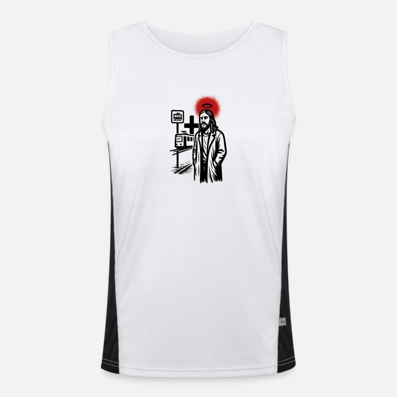 Heiliger über der Neon-Straßenbahn Funktionelles Kontrast-Tank Top für Männer 