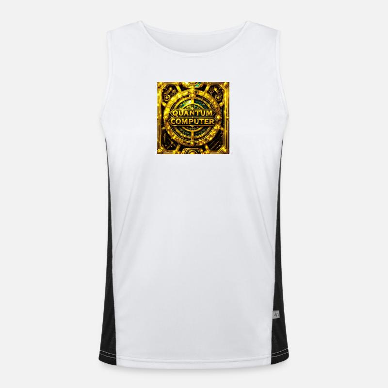 Goldenes Quantencomputer-Emblem Funktionelles Kontrast-Tank Top für Männer 