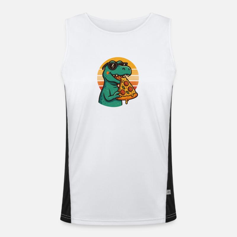Pizza Saurus Retro Funktionelles Kontrast-Tank Top für Männer 