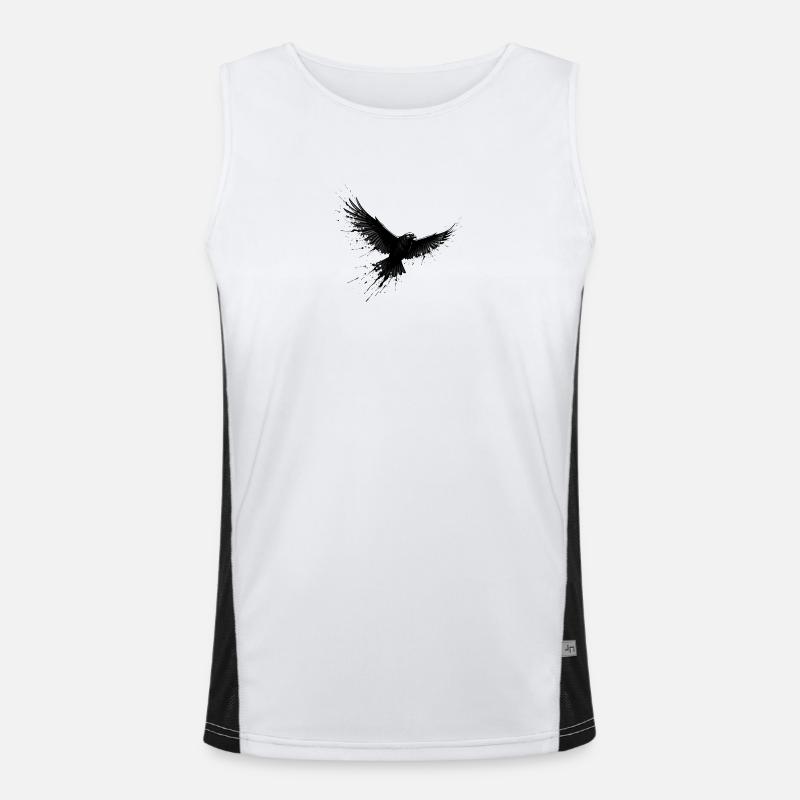 Corbeau noir en vol d’encre Débardeur respirant contrasté Homme 
