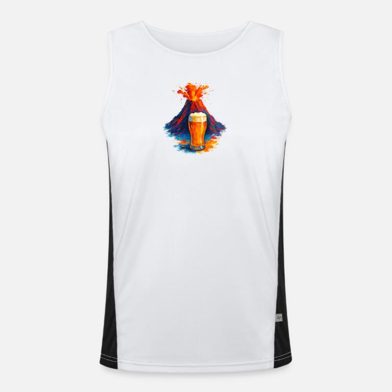 Vulkan Bierkunst Wasserfarben Funktionelles Kontrast-Tank Top für Männer 