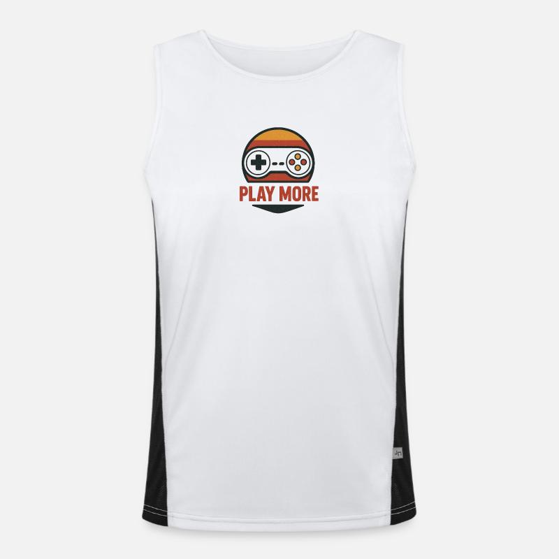 Retro Controller Motiv Play More - Men's Functional Contrast Tank Top  - white/black