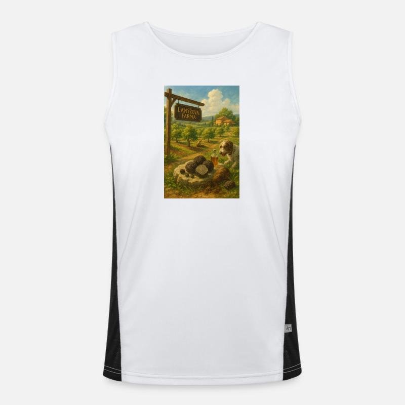 Trüffelfarm Rustikale Landschaft Funktionelles Kontrast-Tank Top für Männer 